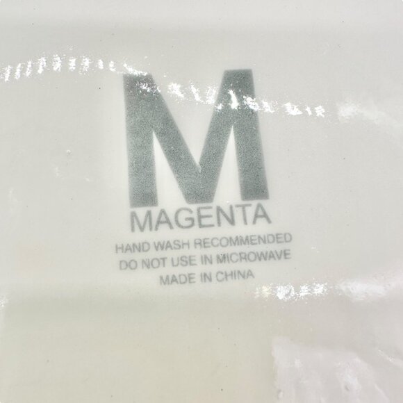 Magenta Serving Tray With Antler Handles Deer Accent Ceramic White Gold - Picture 5 of 8